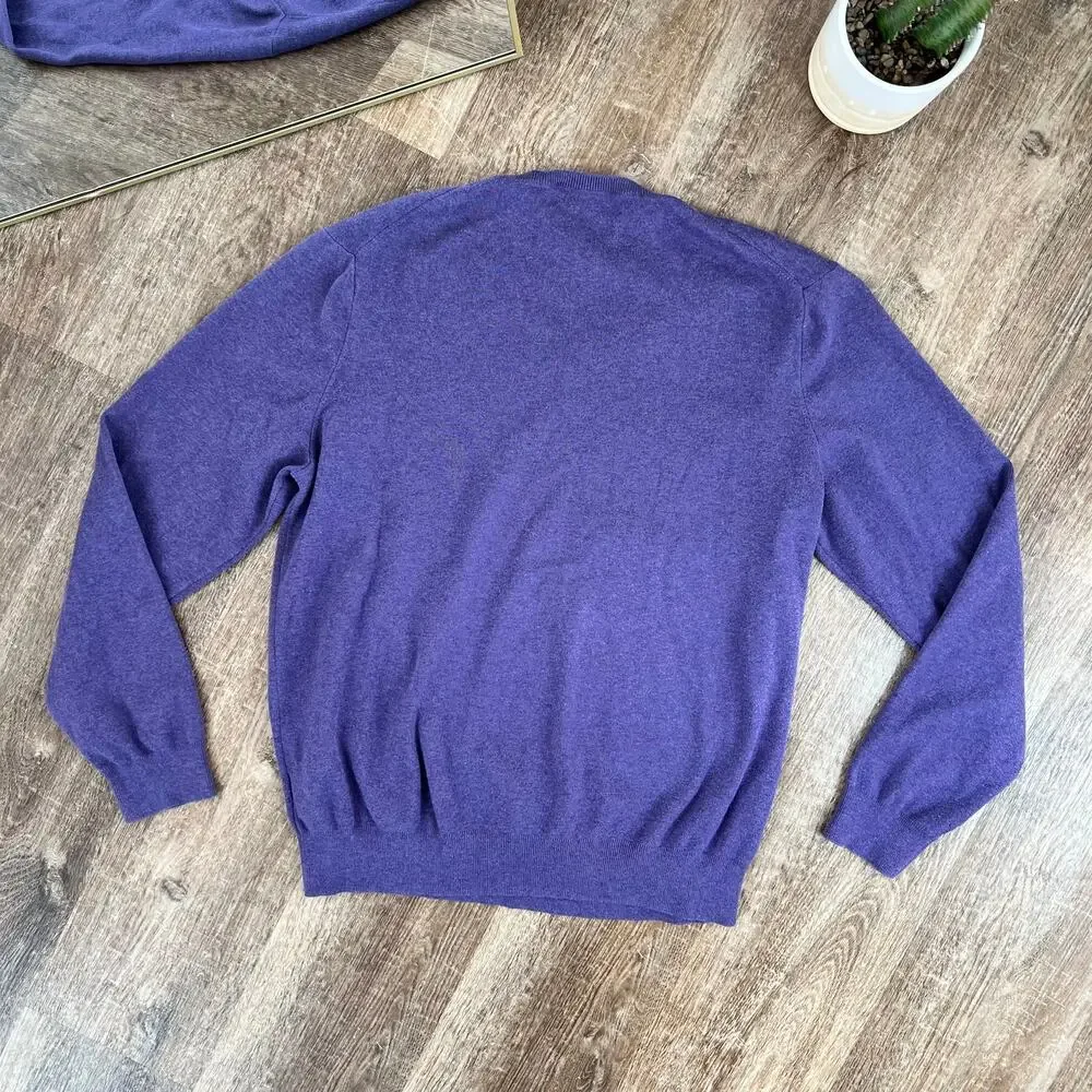 Polo by Ralph Lauren Purple Pima Cotton V-Neck Sweater